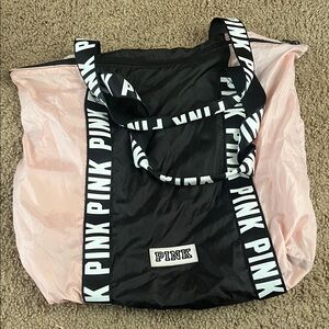 PINK Victoria's Secret Black and Light Pink Tote